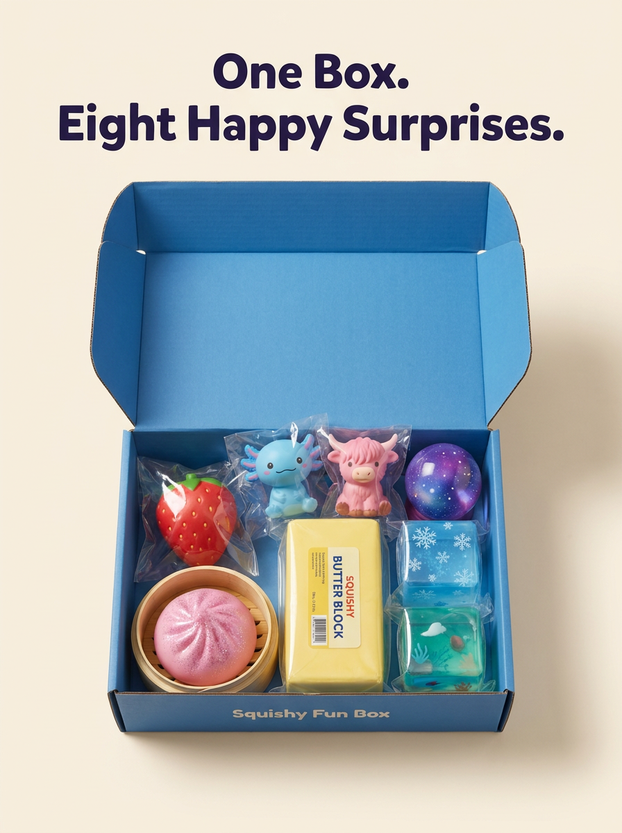 JOYIN Squishy Fun Box - 8 Piece Sensory Toy Gift Set